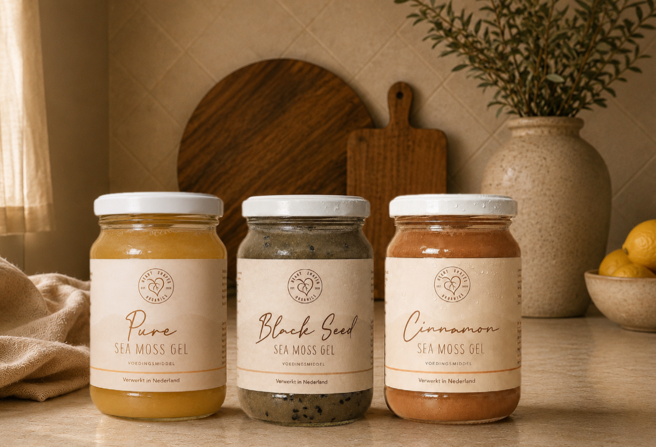 Pure, Black Seed and Cinnamon Sea Moss Gel freshly prepared in the Netherlands